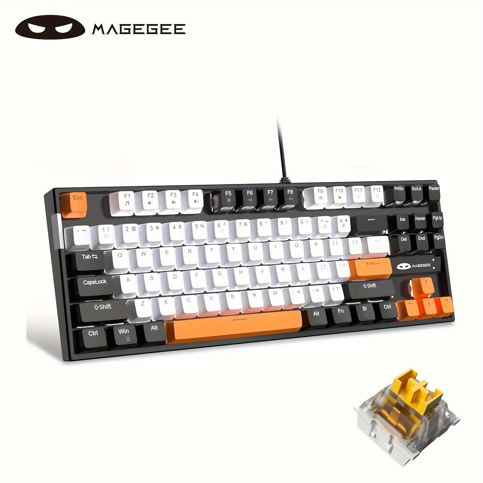 MageGee MK-STAR Mechanical keyboard 87 keys assembled keyboard Wired backlit office keyboard Desktop laptop keyboard Black gray mix blue blue axis