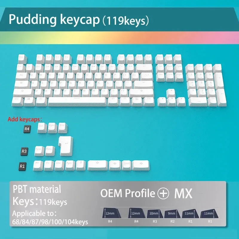 Mechanical Keyboard Backlit Pudding Keycaps for GMK87 GMK81 GMK67 K617  M87 129 Keys