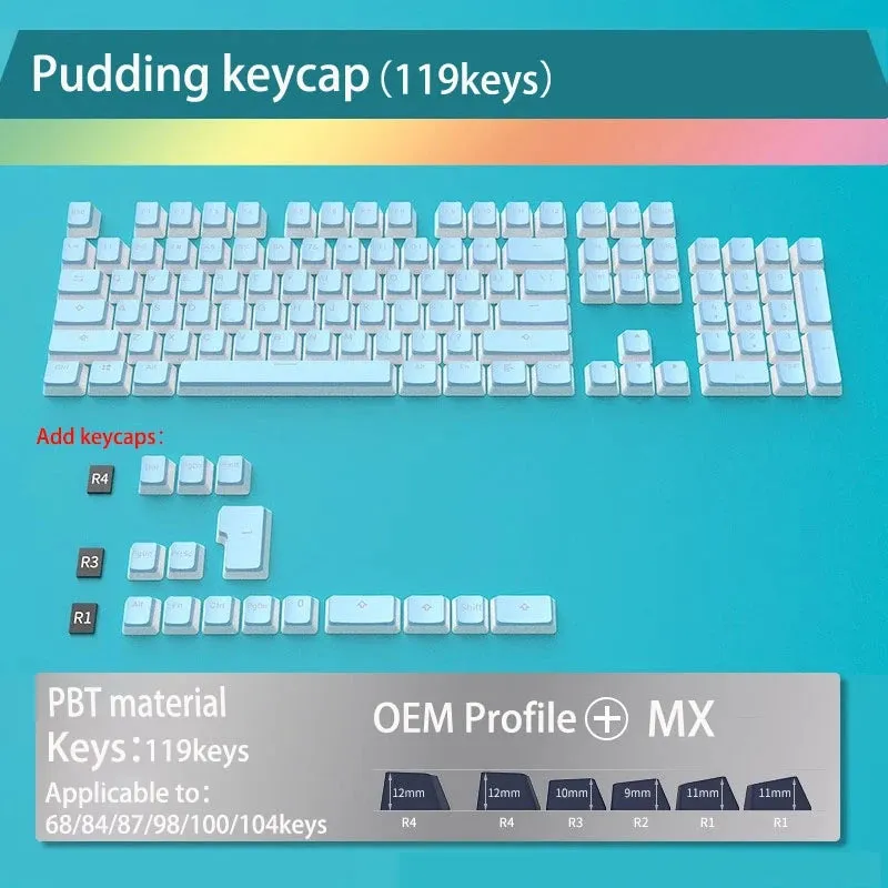 Mechanical Keyboard Backlit Pudding Keycaps for GMK87 GMK81 GMK67 K617  M87 129 Keys