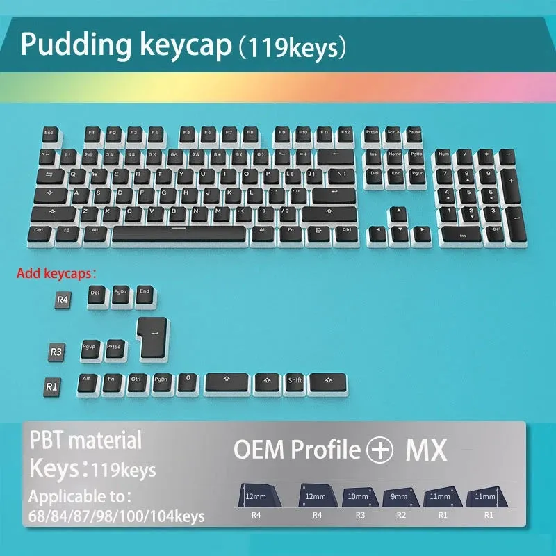 Mechanical Keyboard Backlit Pudding Keycaps for GMK87 GMK81 GMK67 K617  M87 129 Keys