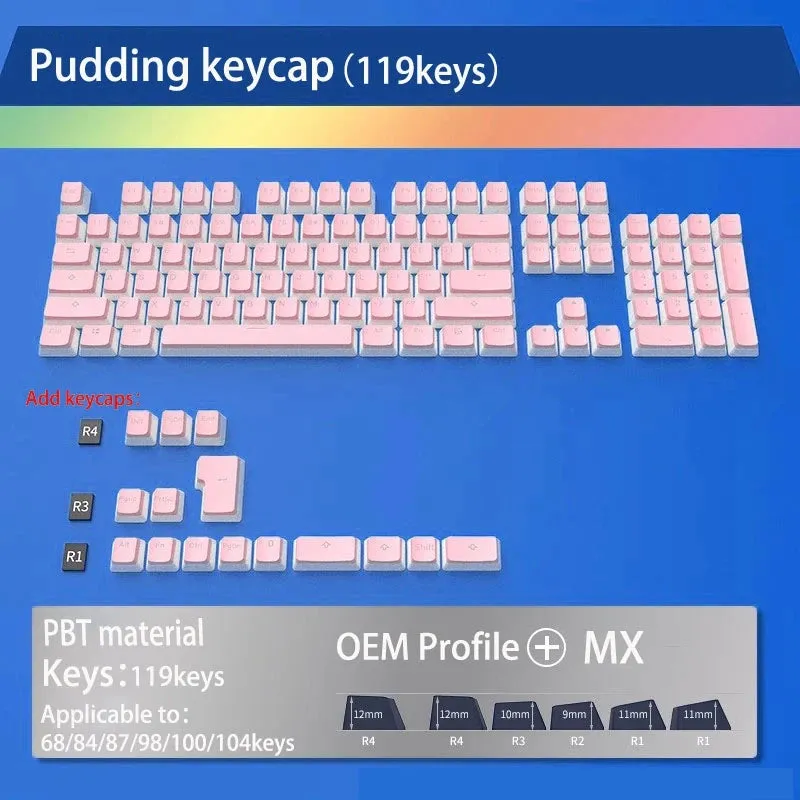 Mechanical Keyboard Backlit Pudding Keycaps for GMK87 GMK81 GMK67 K617  M87 129 Keys