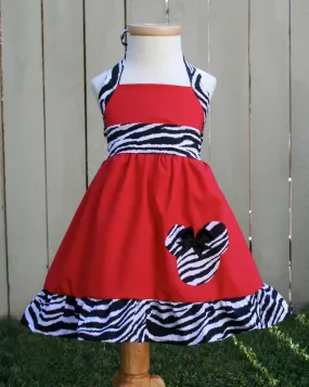 Minnie Mouse Red & Zebra Print Dress