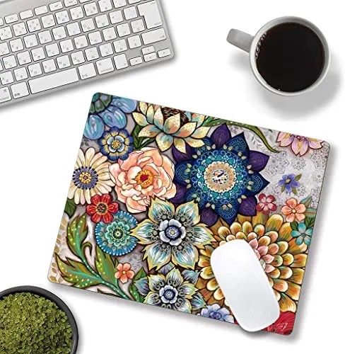 Mouse Pad, Boho Floral Mandala, Non-Slip for Office, Work or Gaming