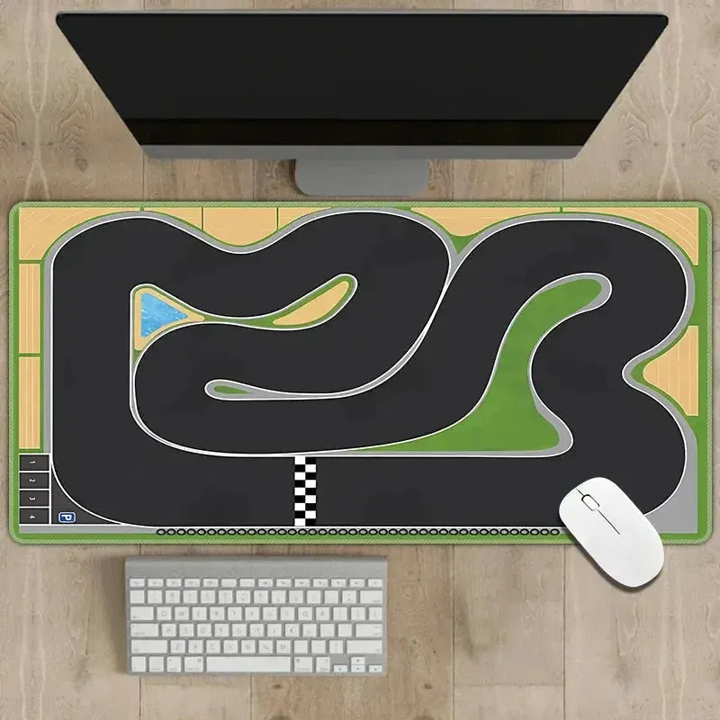 Multipurpose Non-Slip Rubber Mouse Pad 300x700mm - Traffic Simulation Design, 2mm Thick Desk Mat