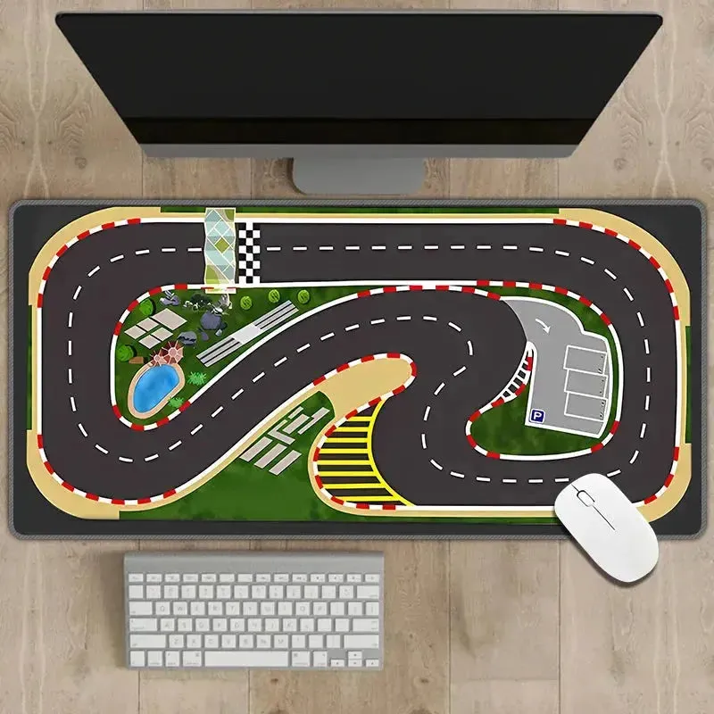 Multipurpose Non-Slip Rubber Mouse Pad 300x700mm - Traffic Simulation Design, 2mm Thick Desk Mat