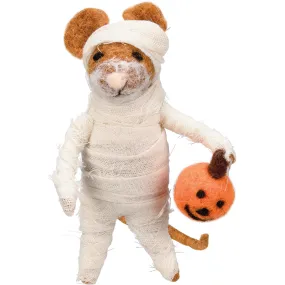 Mummy Mouse with Pumpkin Figurine