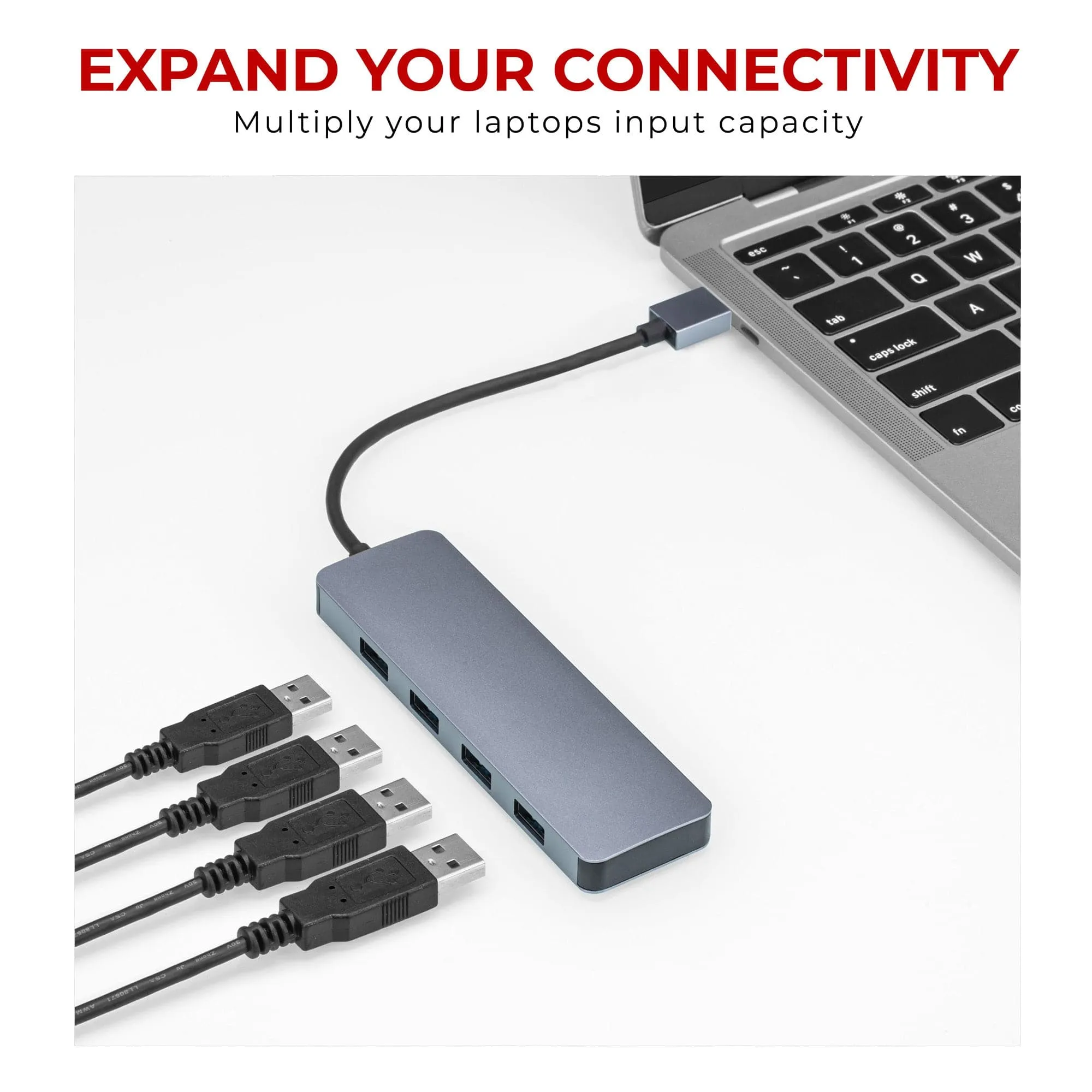 Nikkai USB-A Multiport Hub to 4x USB-A 3.0 Super Speed with 16cm Cable