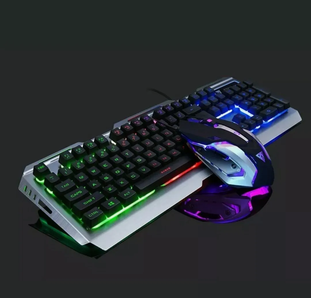 Ninja Dragon Silver Metallic Gaming Keyboard & Mouse Set