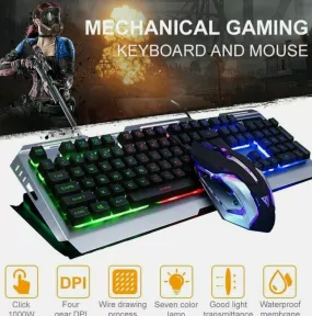 Ninja Dragon Silver Metallic Gaming Keyboard & Mouse Set