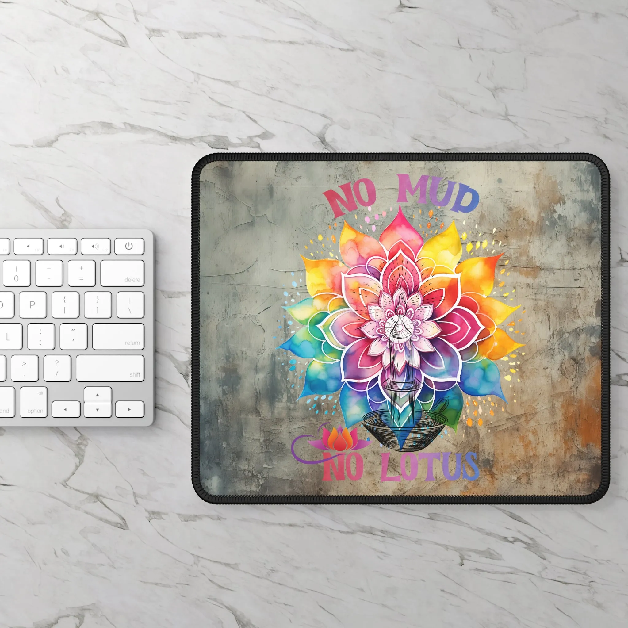 No Mud No Lotus Yoga Mouse Pad,Unique Gift For Meditation And Yoga Lover, Cute Yoga Mouse Pad, Mindful Yoga Gift, Yoga lover Mouse Pad, Yoga Instructor Gift, Gift For Yoga lovers, Gift For Yogi.