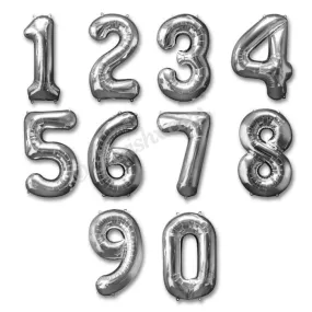 Number Foil Balloon Silver Color Large Quality Digit