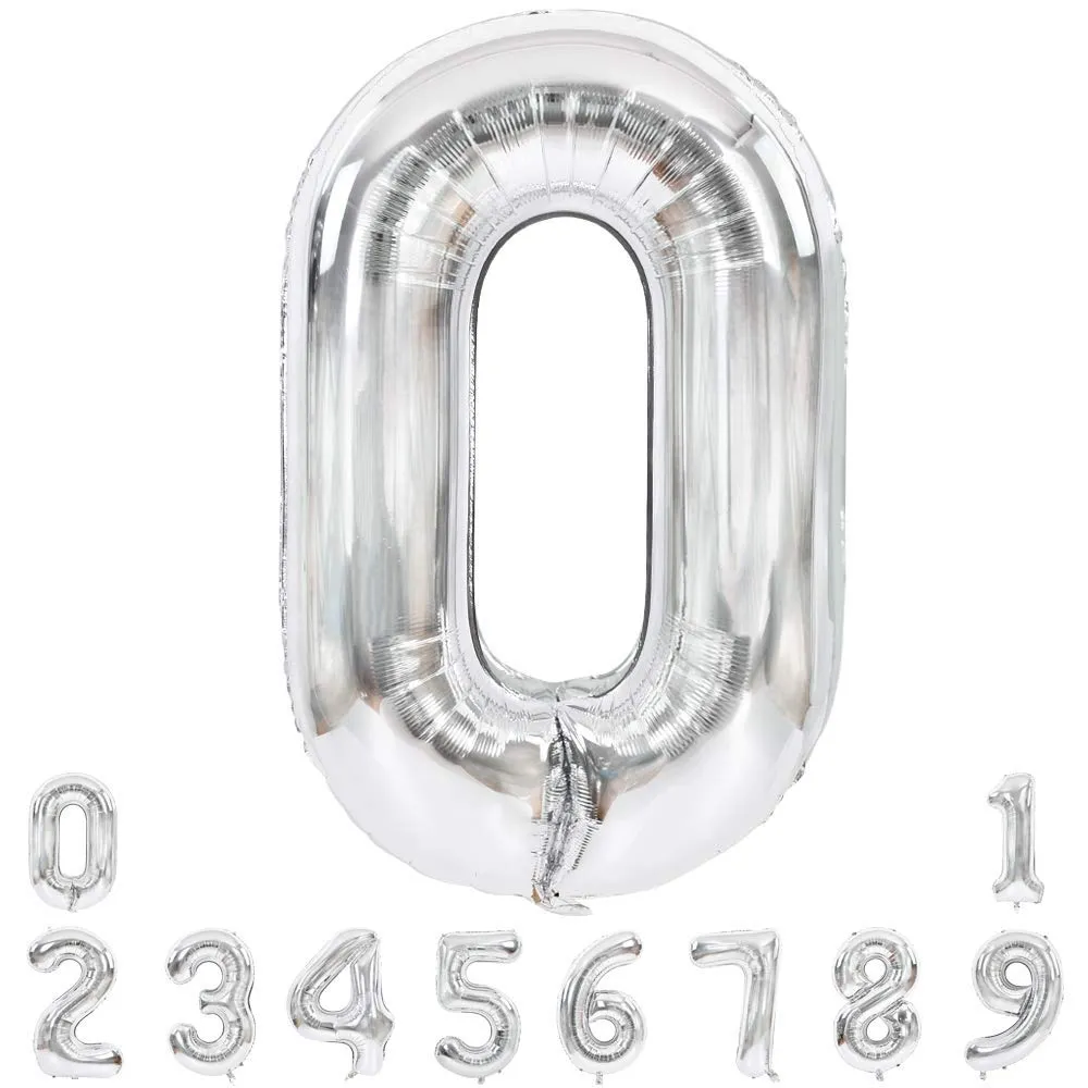 Number Foil Balloon Silver Color Large Quality Digit