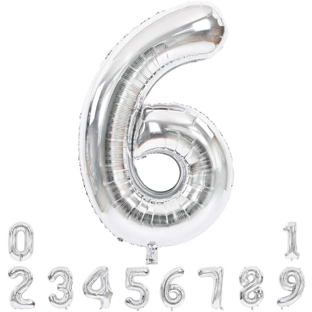 Number Foil Balloon Silver Color Large Quality Digit