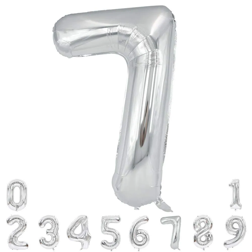 Number Foil Balloon Silver Color Large Quality Digit