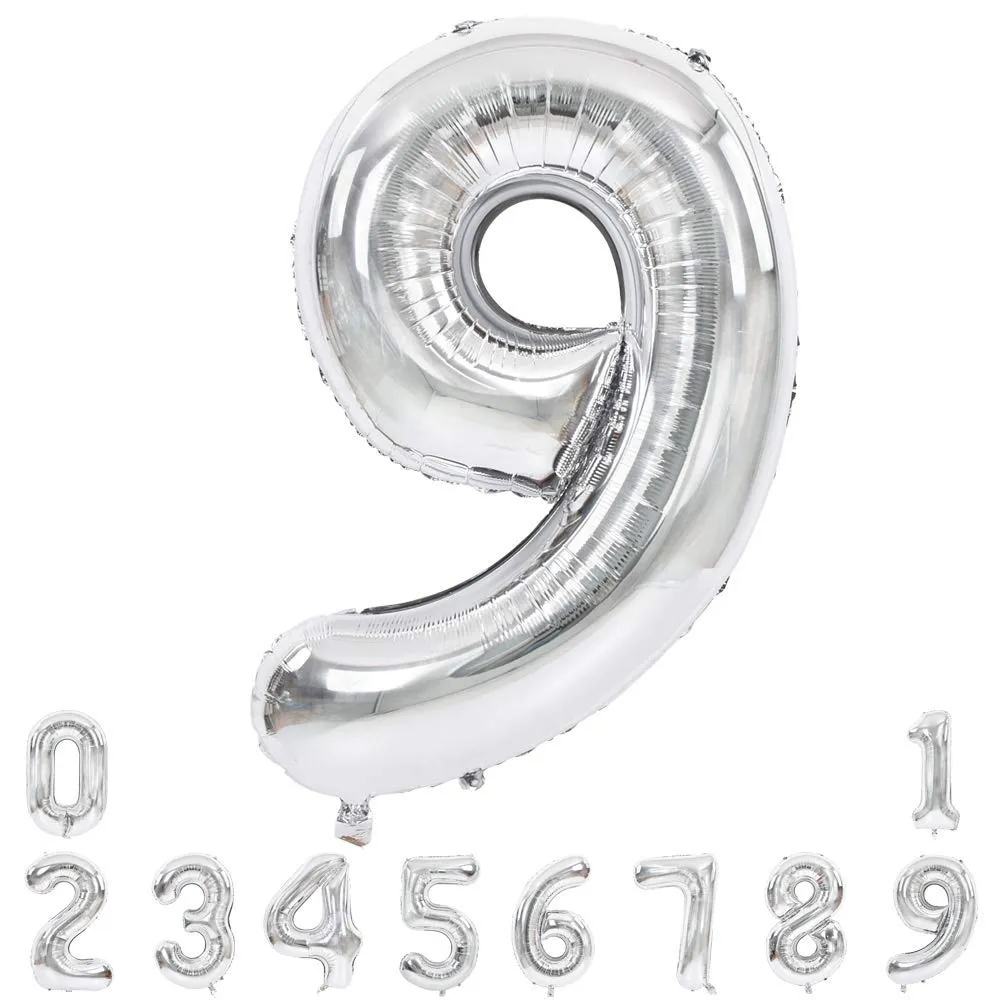 Number Foil Balloon Silver Color Large Quality Digit