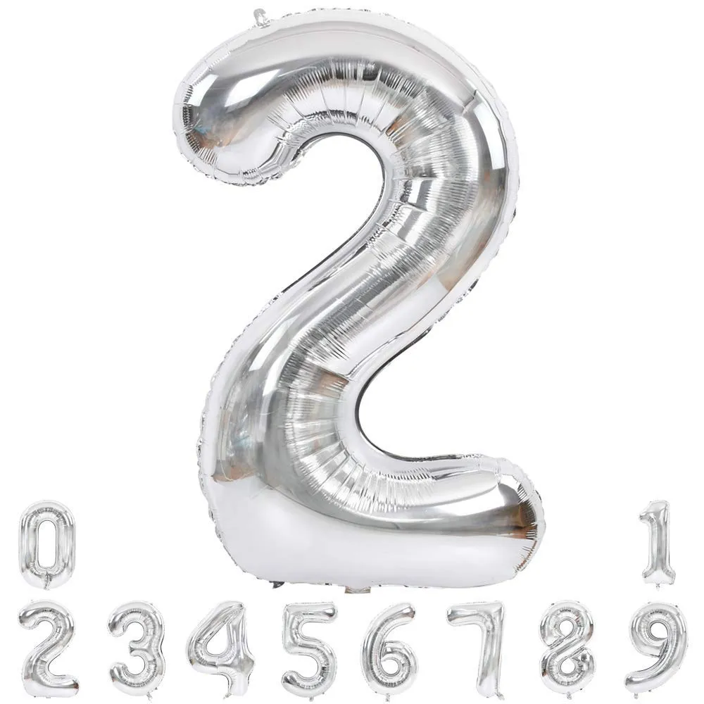 Number Foil Balloon Silver Color Large Quality Digit