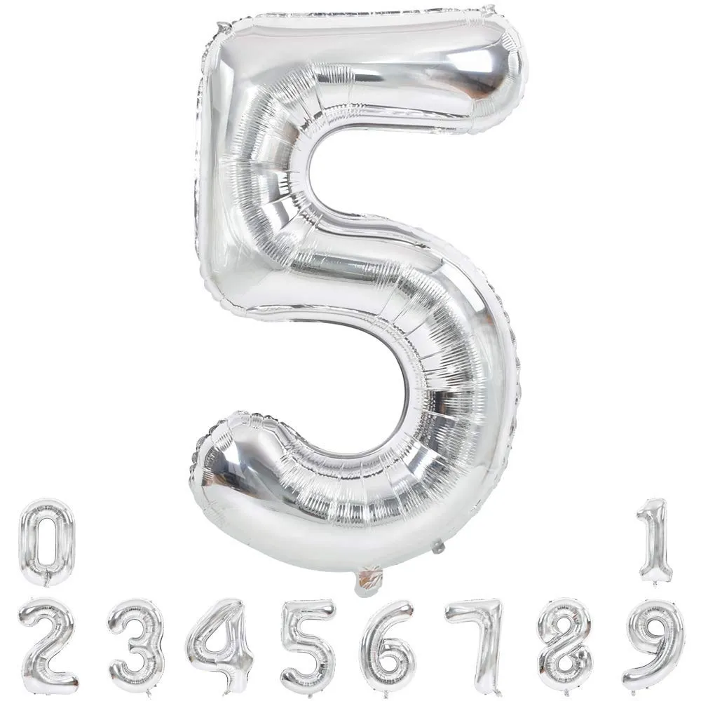 Number Foil Balloon Silver Color Large Quality Digit