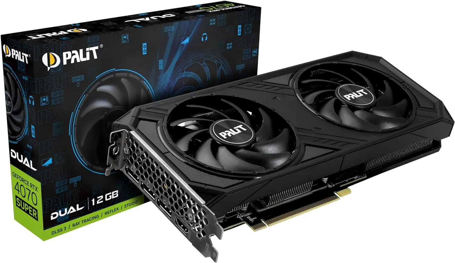 Palit RTX 4070 Super Dual Gaming Graphics Card, 12GB DDR6X, HDMI, DP, 2475MHz Clock, RGB Lighting, GPU