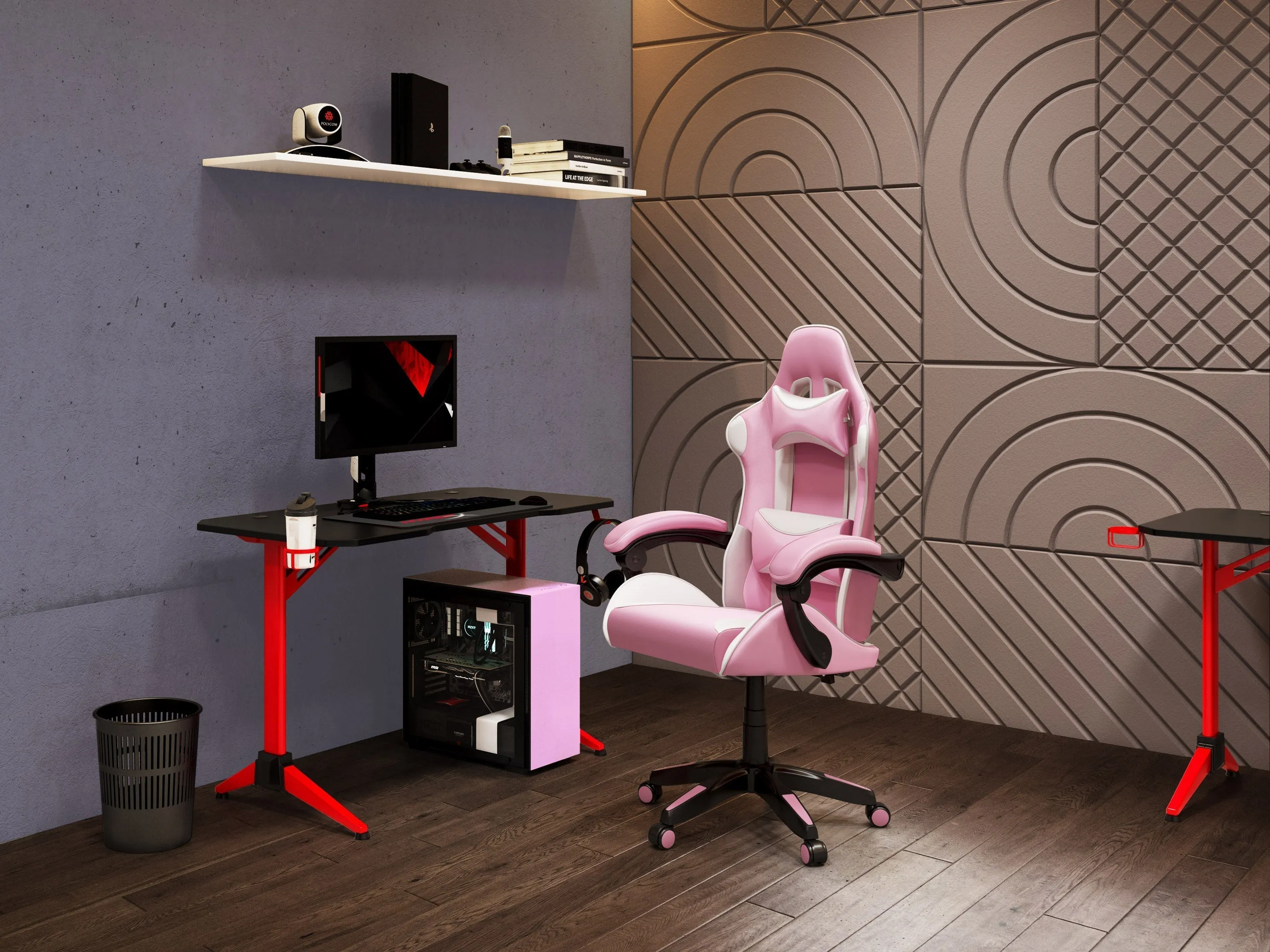 Pink and White Gaming Office Chair