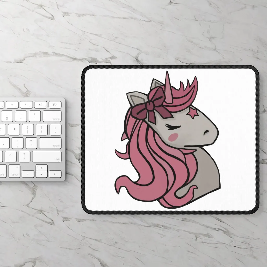 Pink Hair Unicorn Head Gaming Mouse Pad