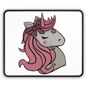 Pink Hair Unicorn Head Gaming Mouse Pad