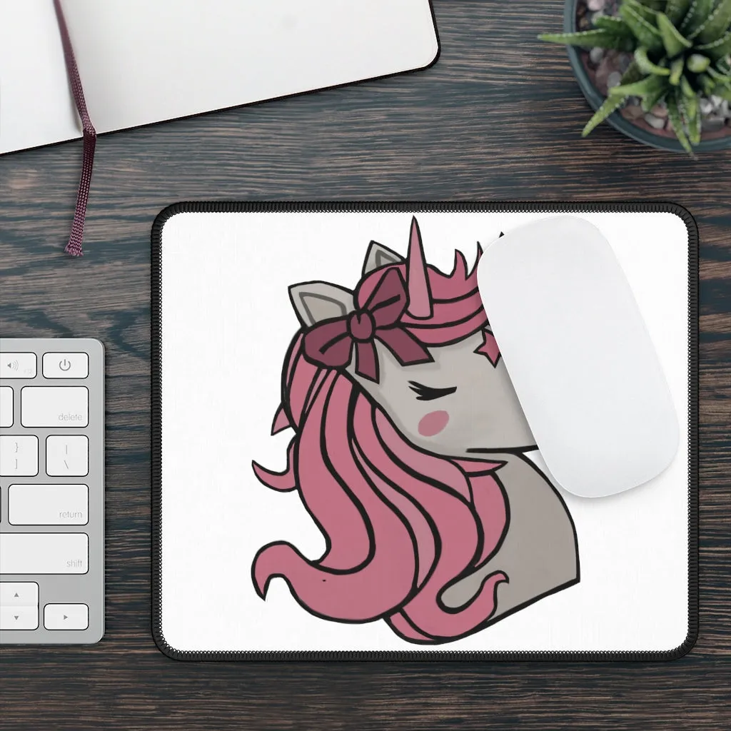 Pink Hair Unicorn Head Gaming Mouse Pad