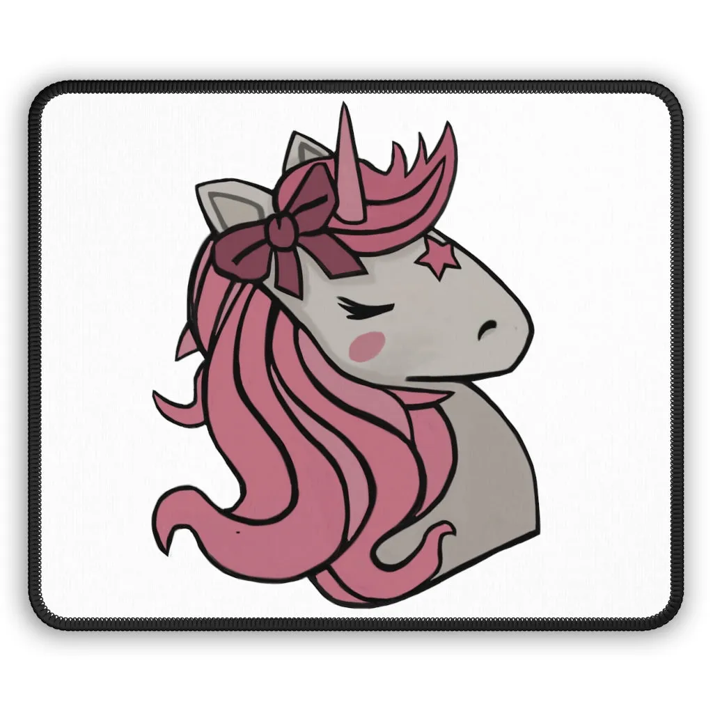 Pink Hair Unicorn Head Gaming Mouse Pad