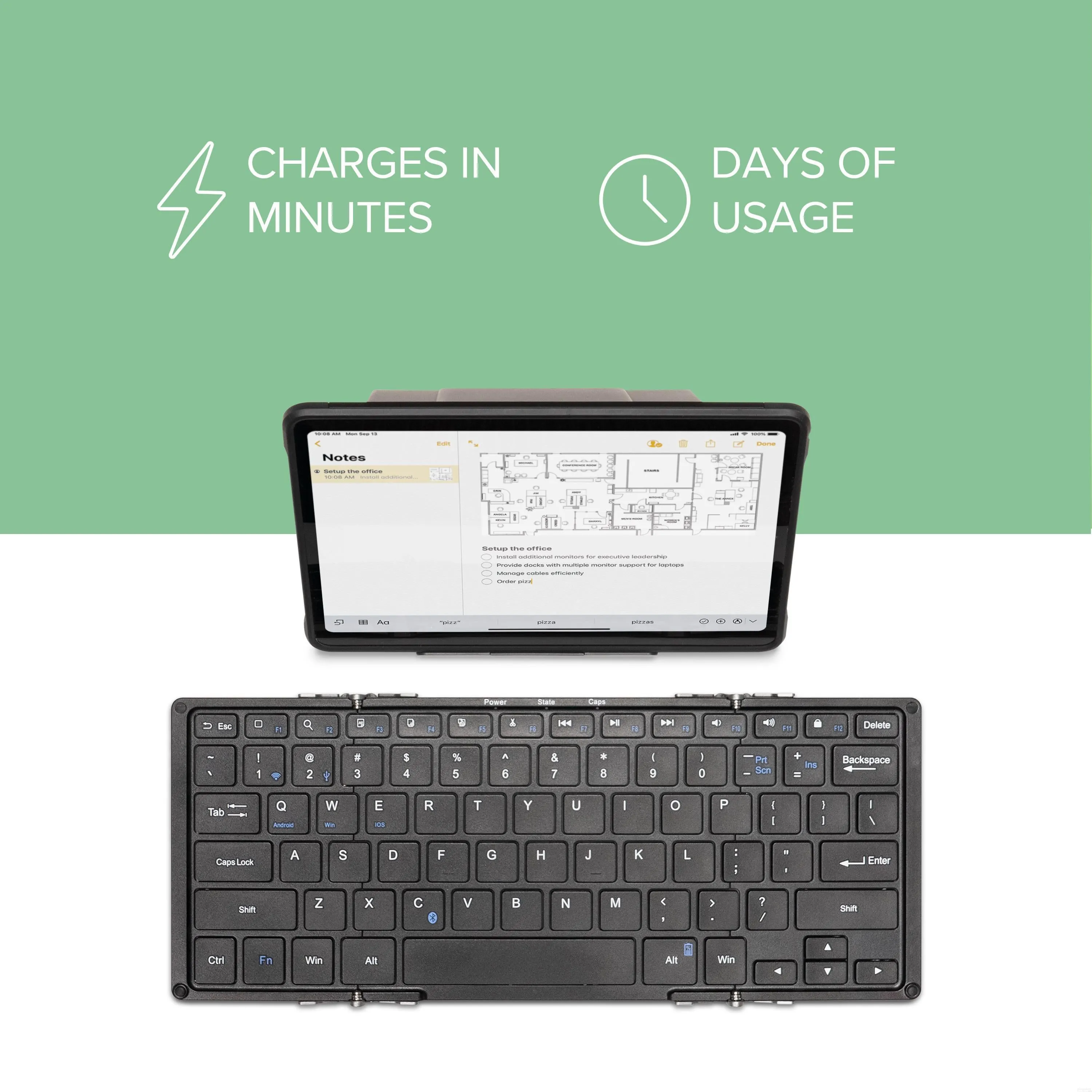 Plugable Bluetooth® Full-Size Folding Keyboard and Case