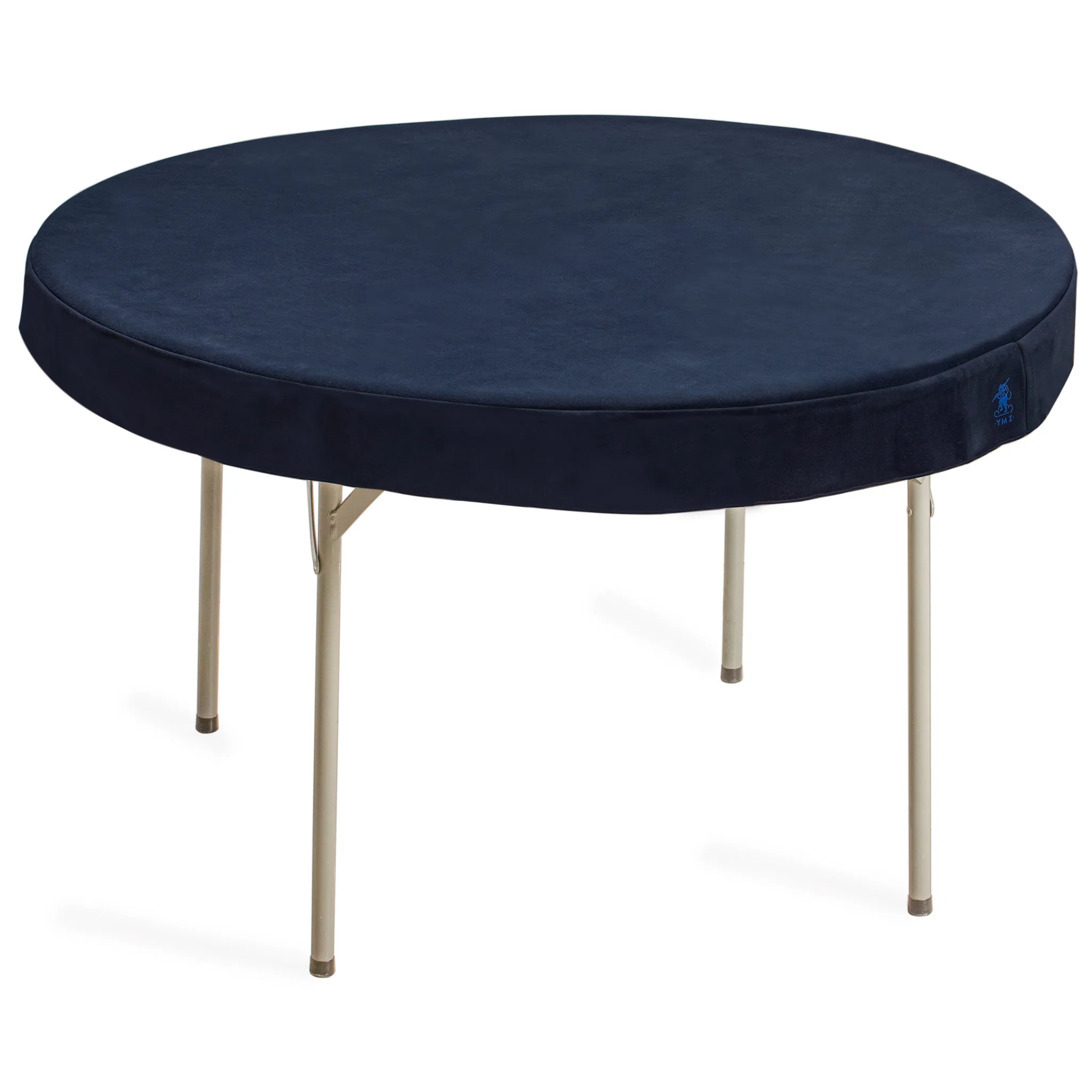 Professional Grade Blue Round Table Cover for Poker, Card Games, Mahjong, Board Games, Tile Games, and Dominoes - 49"