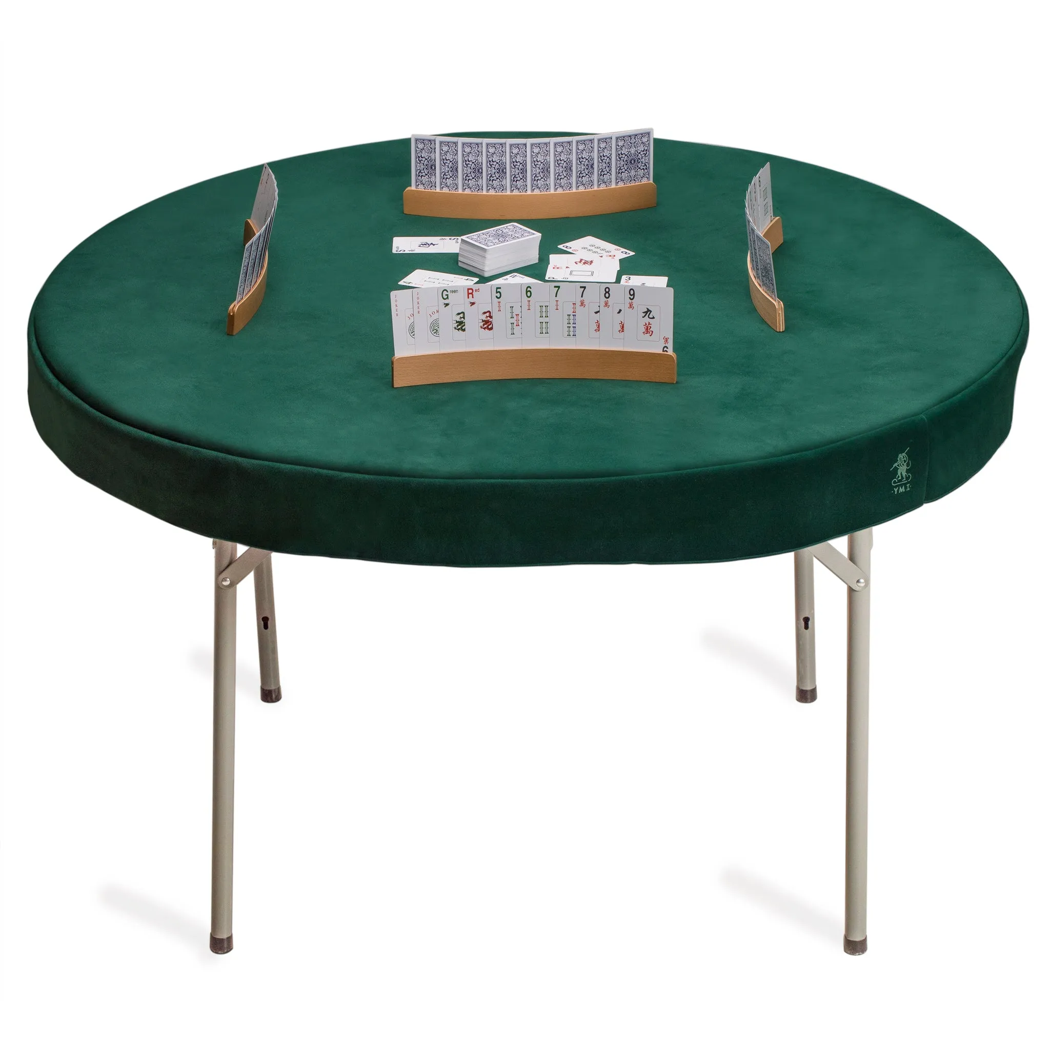 Professional Grade Green Round Table Cover for Poker, Card Games, Mahjong, Board Games, Tile Games, and Dominoes - 49"