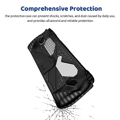 Protective Case for Rog Ally with Kickstand, DOBEWINGDELOU TPU Protector Case Cover Skin with Foldable Stand Accessories for Rog Ally Game Handheld 2023, Shockproof Non-Slip Anti-Collision Black/White