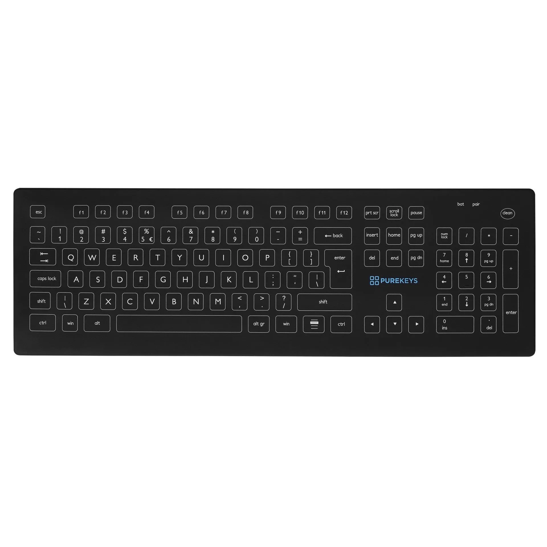 Purekeys Wireless Full Size Keyboard and Mouse Set in Black