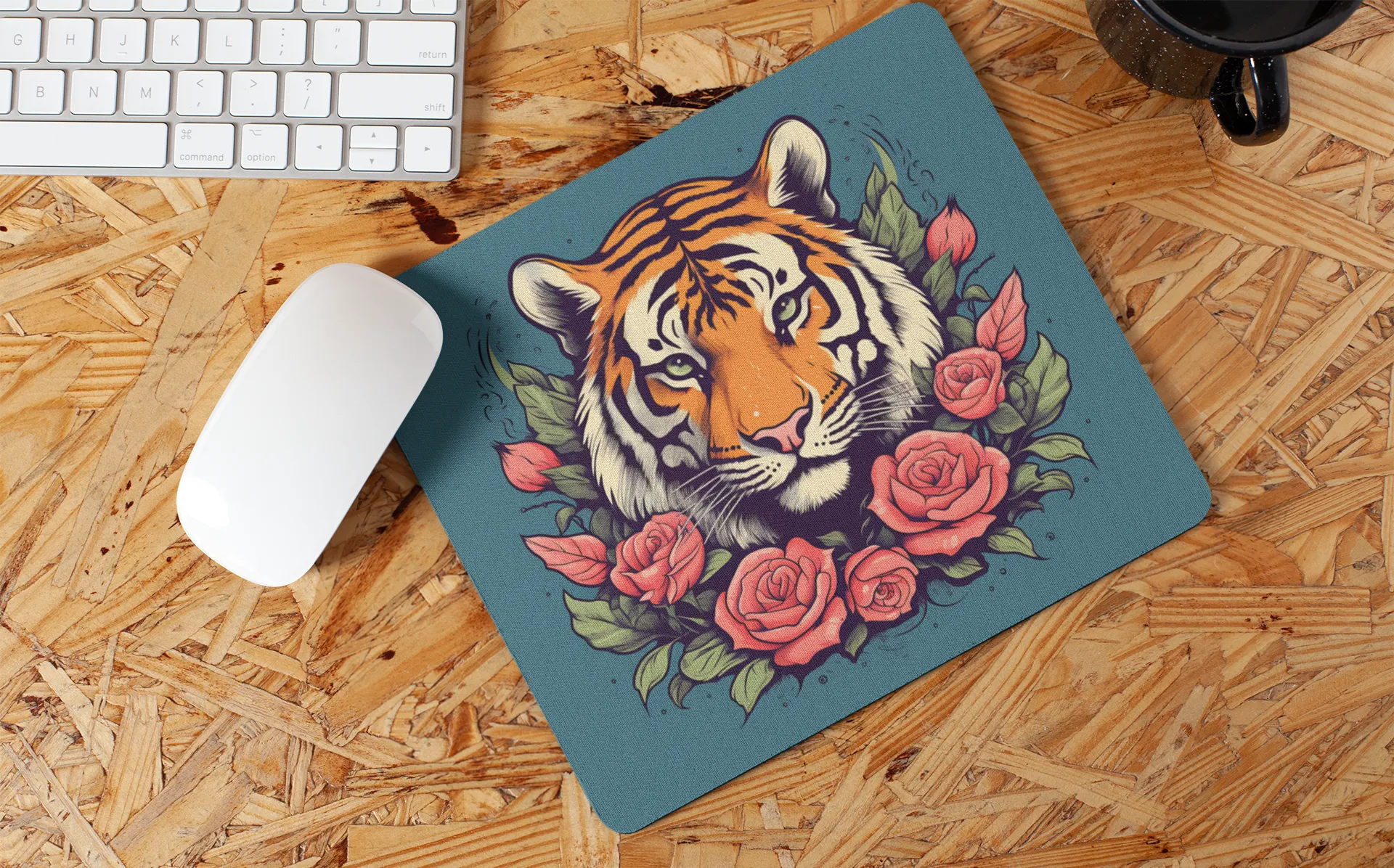 "Floral Tiger Art" Mouse Pad