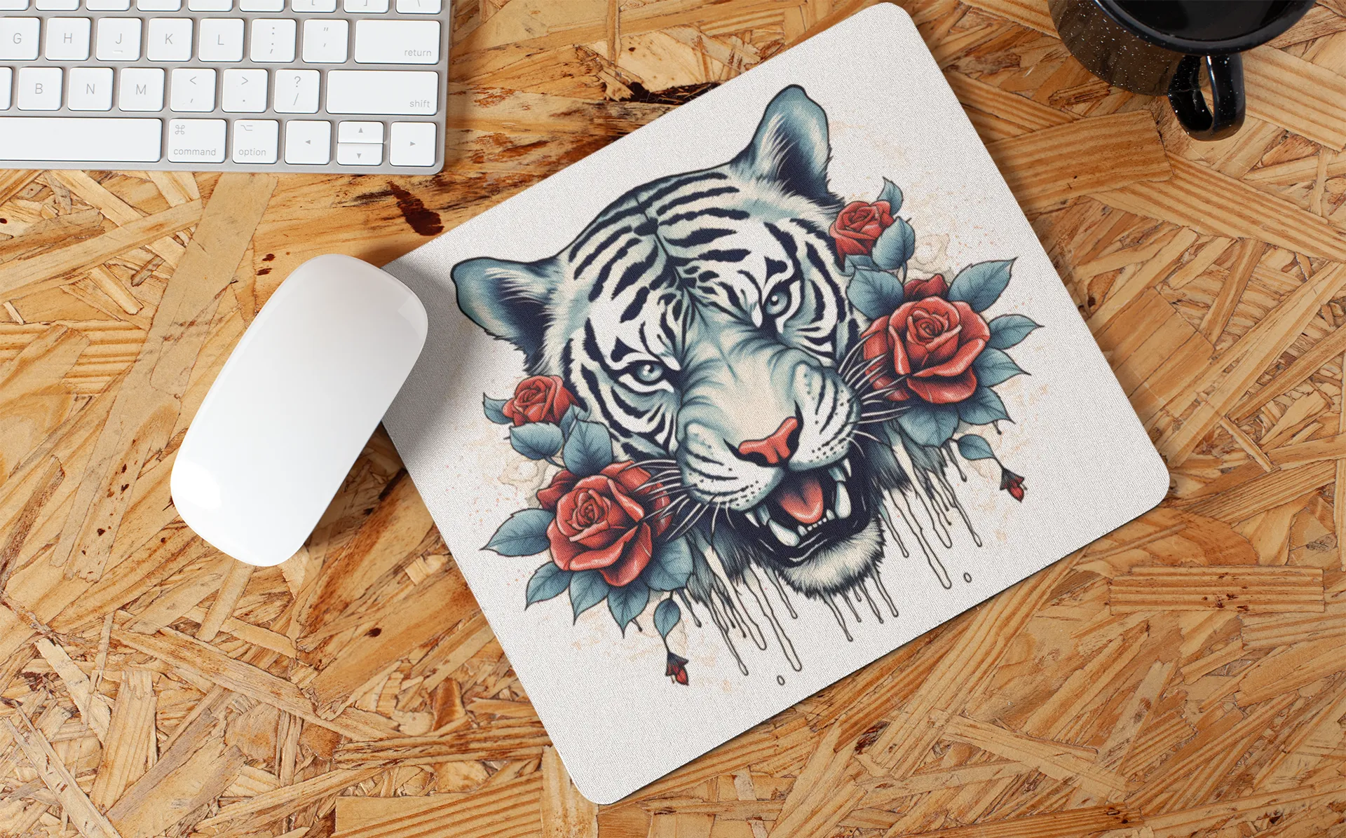 "Floral Tiger Art" Mouse Pad