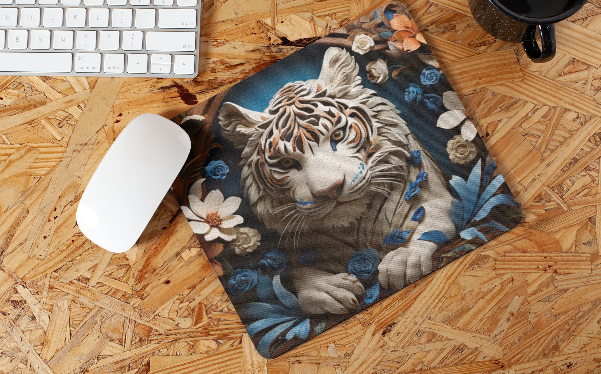 "Floral Tiger Art" Mouse Pad