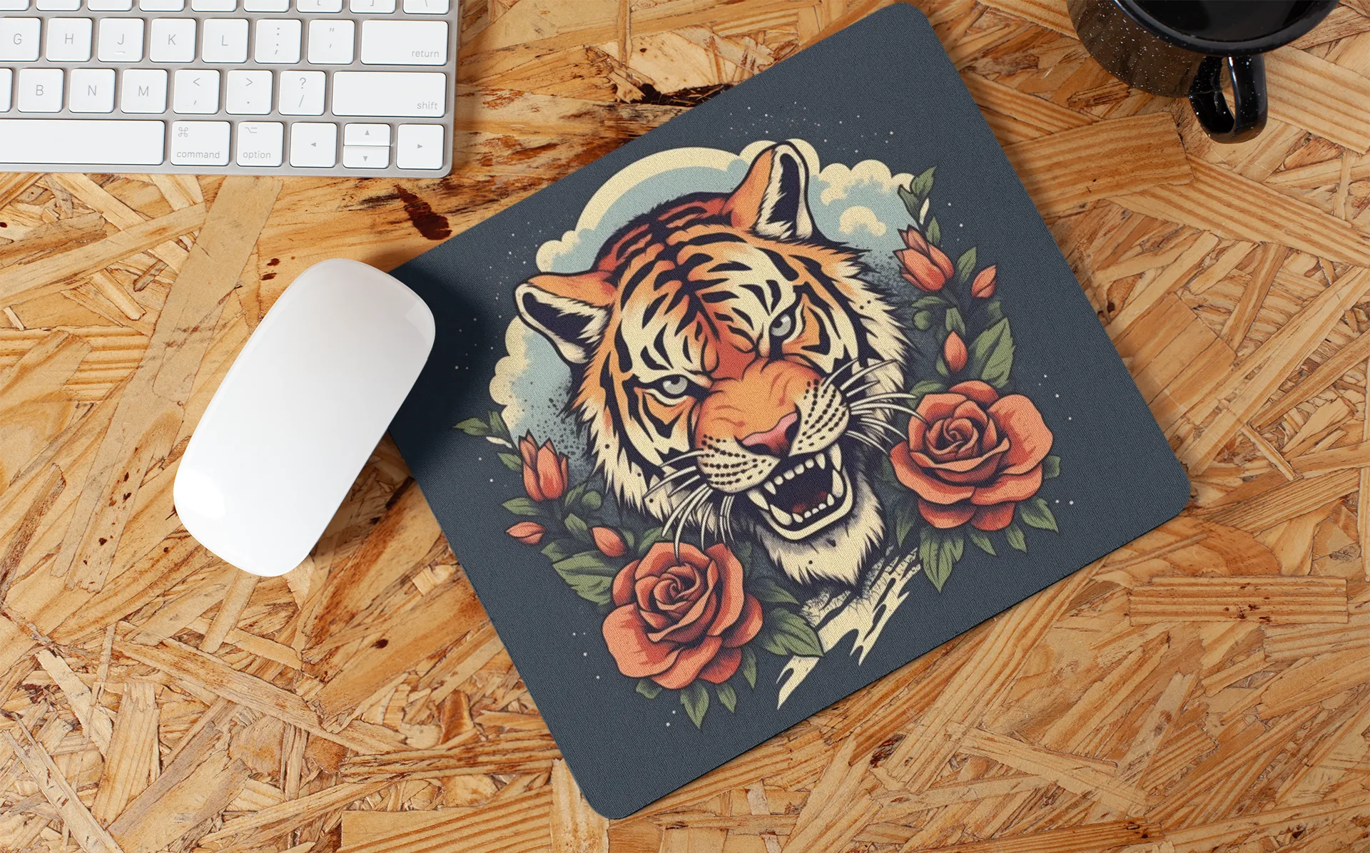 "Floral Tiger Art" Mouse Pad