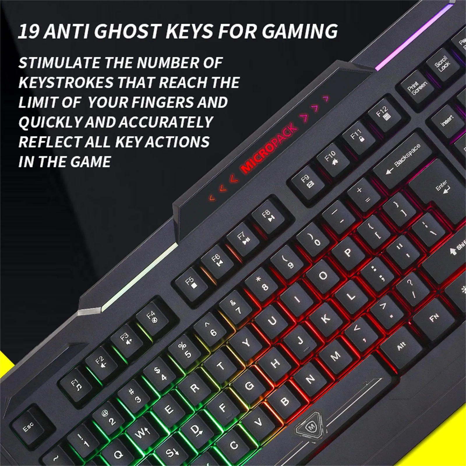 Rainbow Backlit Gaming Keyboard 4-fn   Multimedia Key and Windows Lock USB 2.0