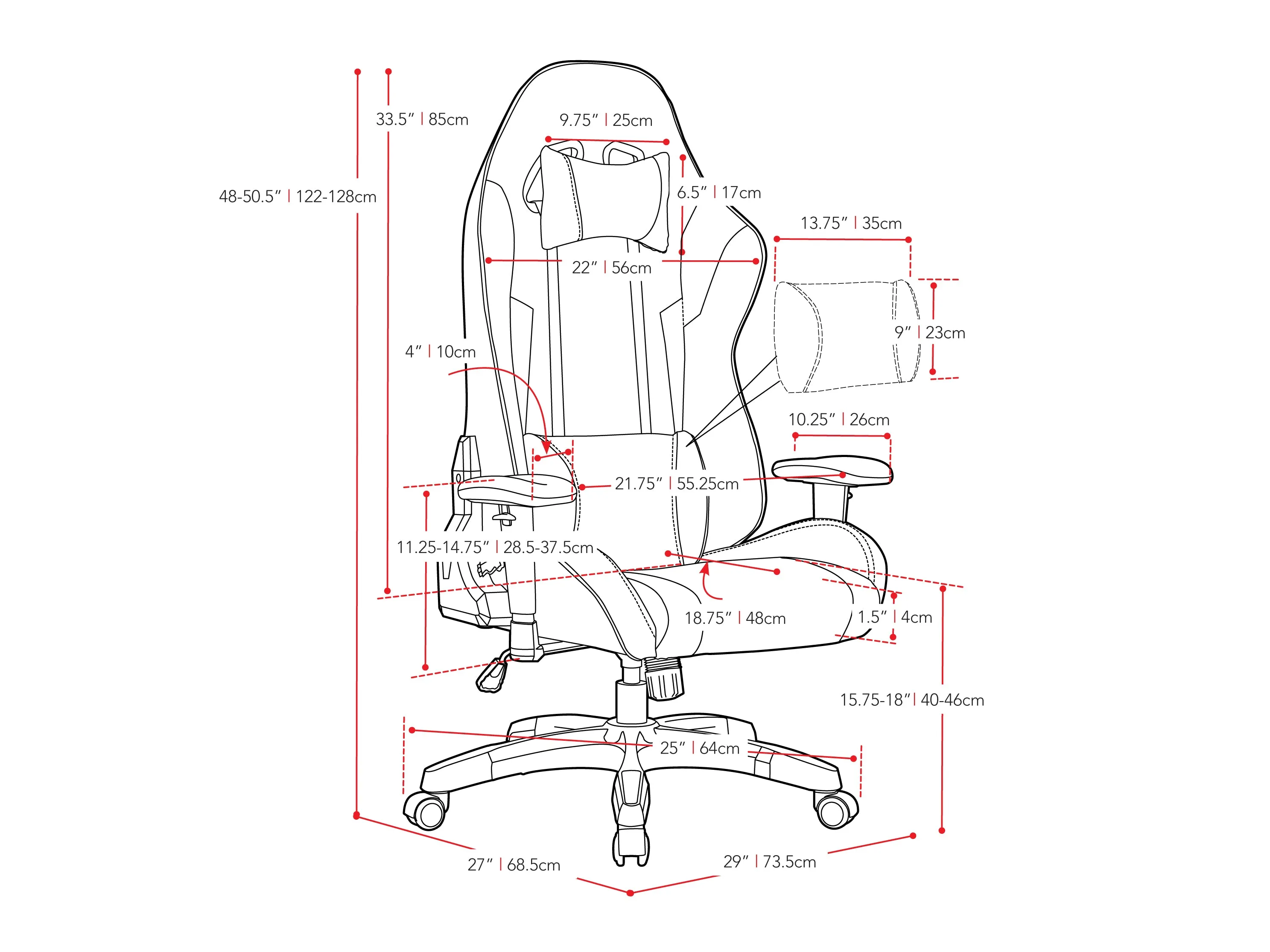 Red and White Gaming Office Chair