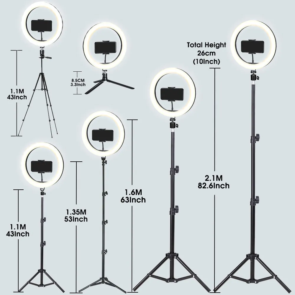 Ring Light Tripod Stand Selfie Phone Video Stream Recording