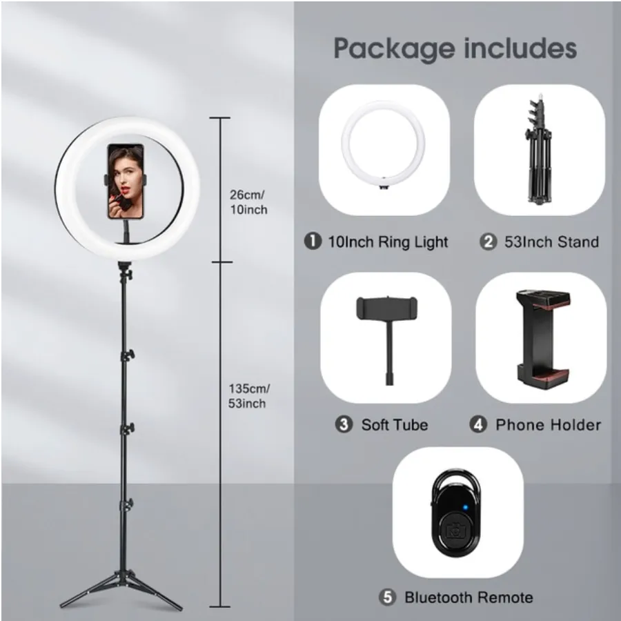 Ring Light Tripod Stand Selfie Phone Video Stream Recording