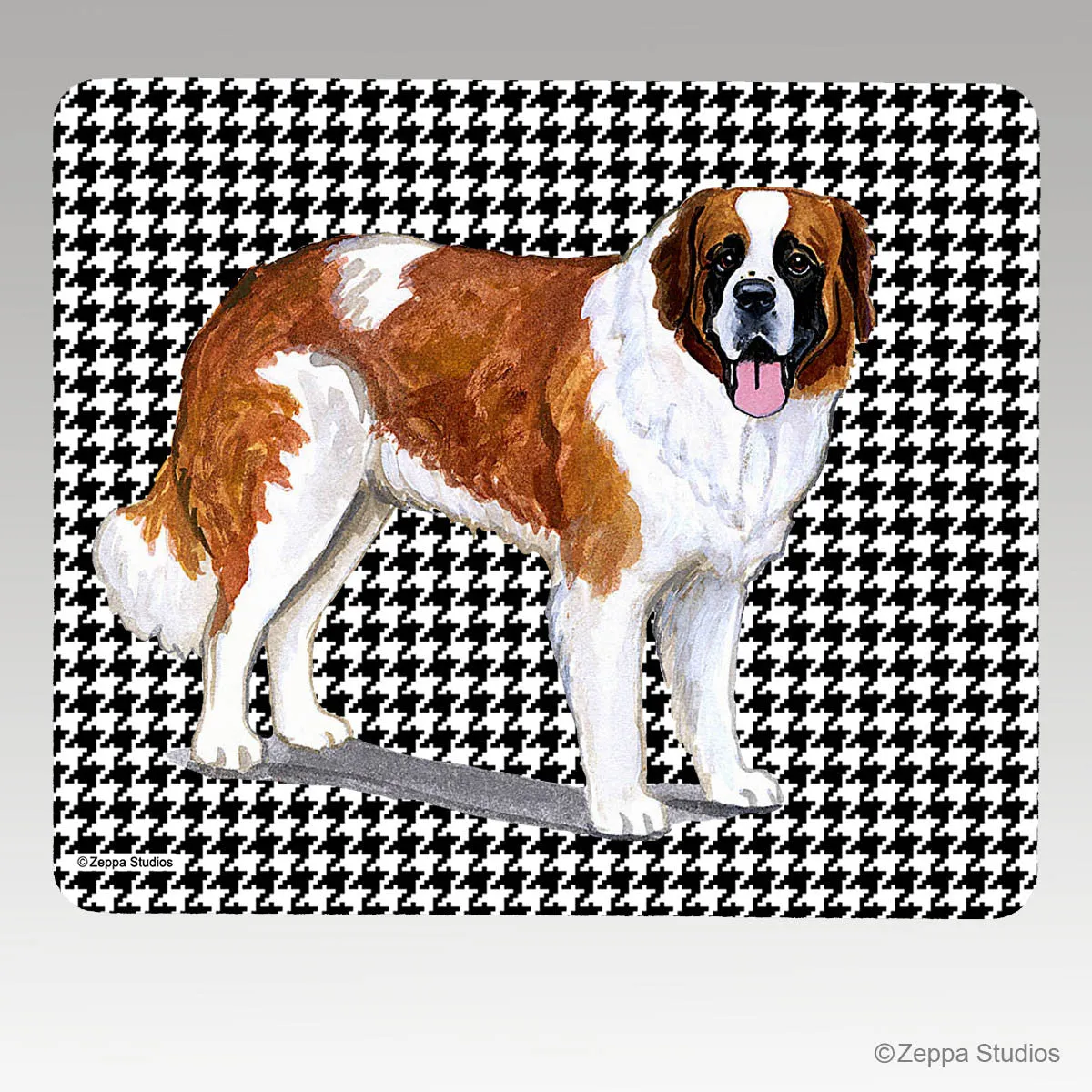 Saint Bernard Houndstooth Mouse Pad