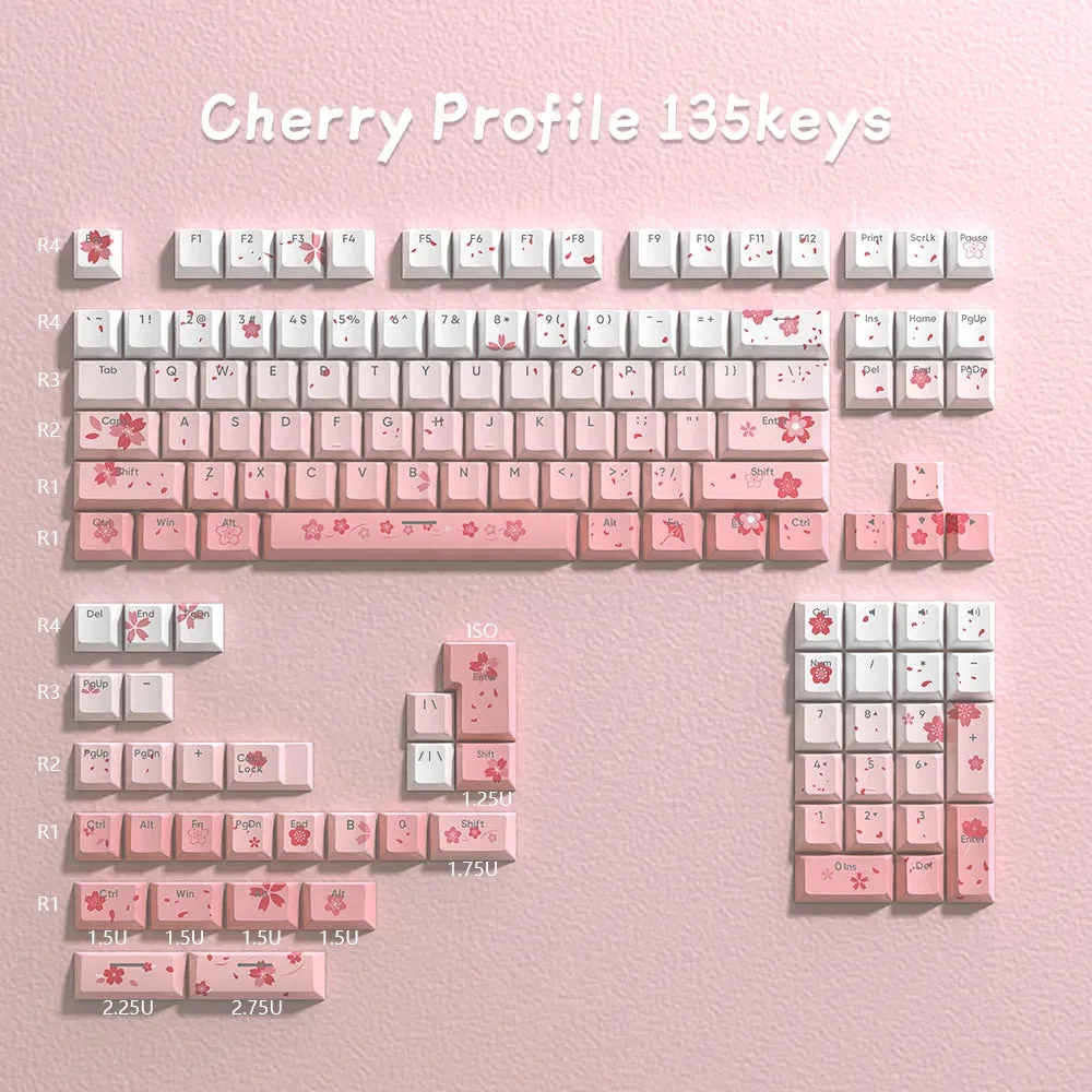 Sakura Blossom Backlit Key Caps Full Set