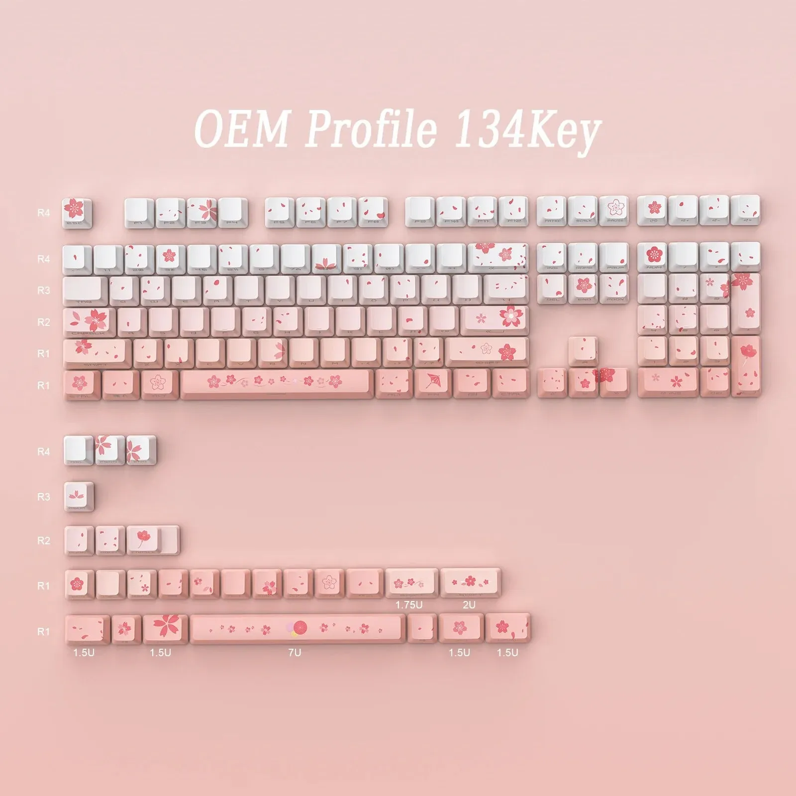 Sakura Blossom Backlit Key Caps Full Set