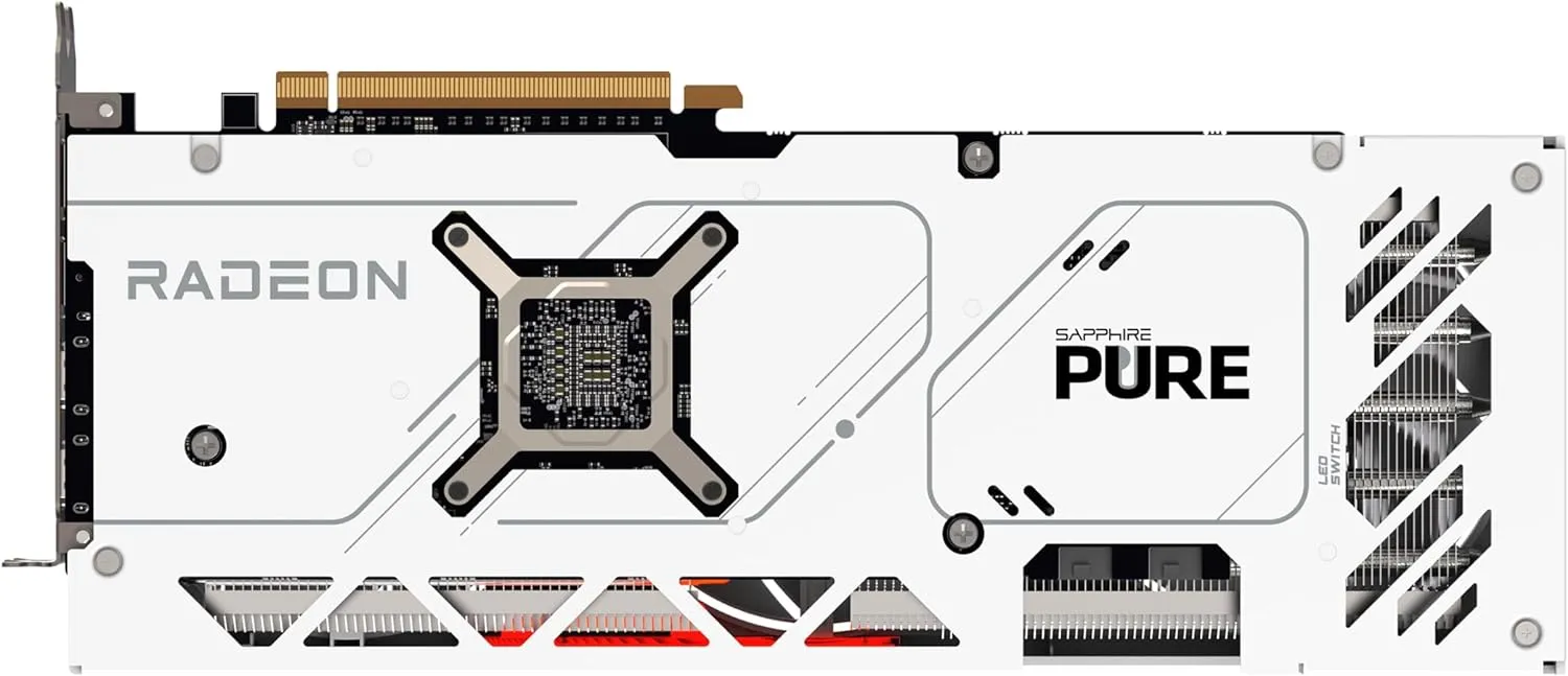 Sapphire Pure RX7800 XT Gaming Graphics Card, PCIe4, 16GB DDR6, HDMI, DP, 2475MHz Clock, LED Lighting, White