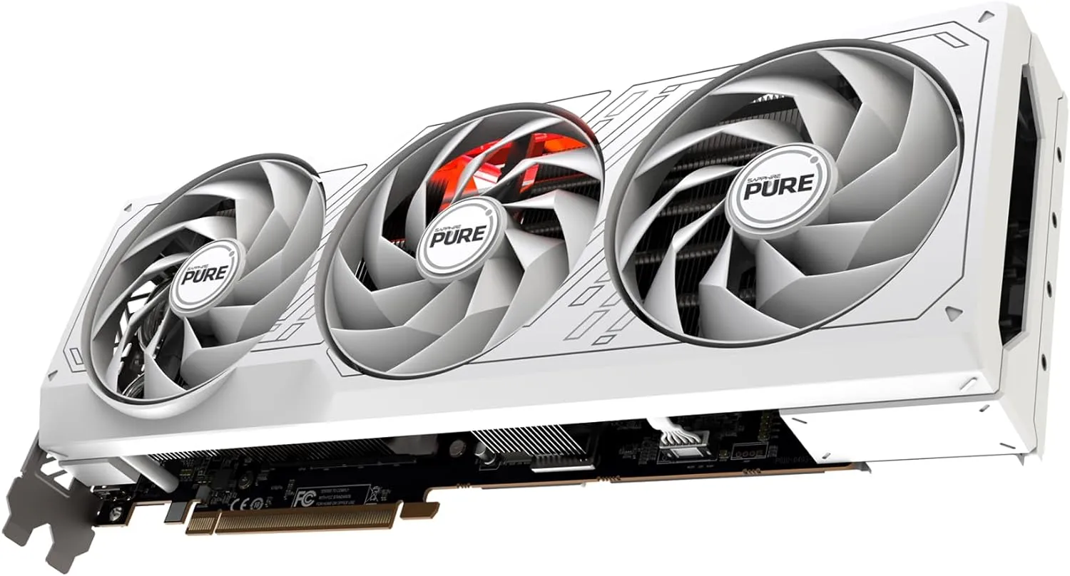 Sapphire Pure RX7800 XT Gaming Graphics Card, PCIe4, 16GB DDR6, HDMI, DP, 2475MHz Clock, LED Lighting, White