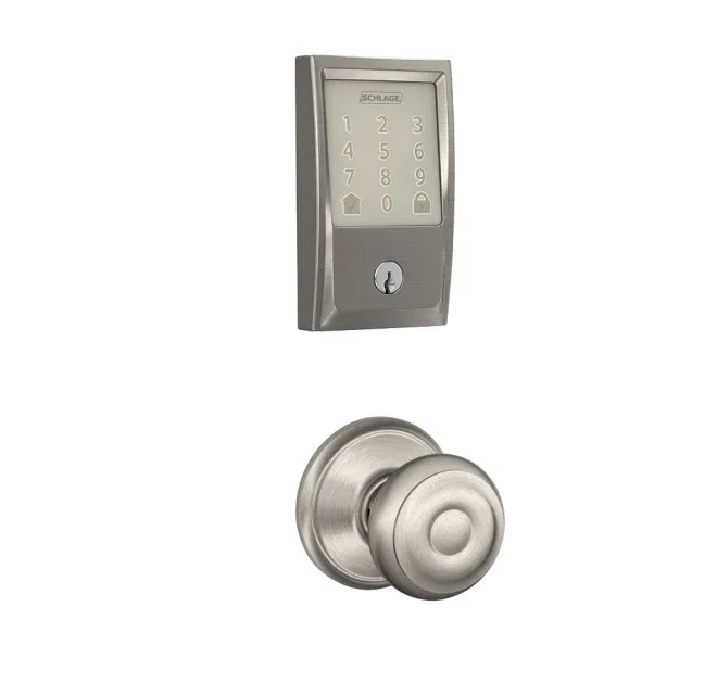 Schlage Encode Century WiFi Enabled Electronic Keypad Deadbolt with Passage Georgian Knob