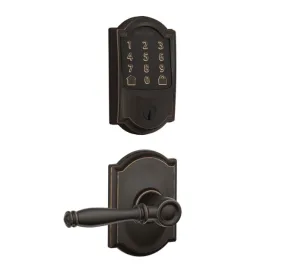 Schlage Encode WiFi Enabled Electronic Keypad Deadbolt and Birmingham Lever Set with Camelot Trim