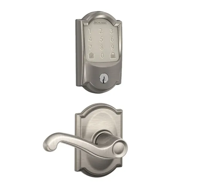 Schlage Encode WiFi Enabled Electronic Keypad Deadbolt and Flair Lever Set with Camelot Trim