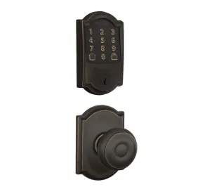 Schlage Encode WiFi Enabled Electronic Keypad Deadbolt and Georgian Knob Set with Camelot Trim