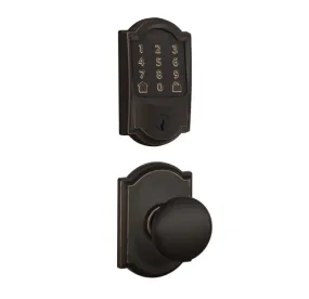 Schlage Encode WiFi Enabled Electronic Keypad Deadbolt and Plymouth Knob Set with Camelot Trim